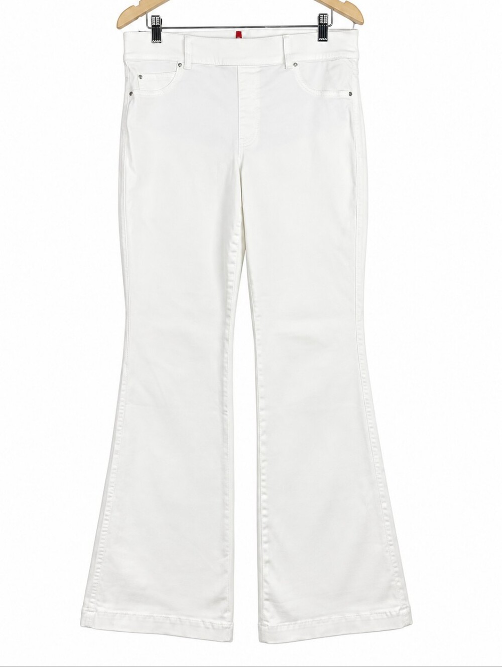 Spanx Flare Jeans White Pull On Stretch Denim High Rise Pants XL